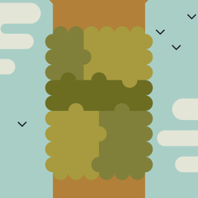 Illustration eines mit Flechten bewachsenen Baums