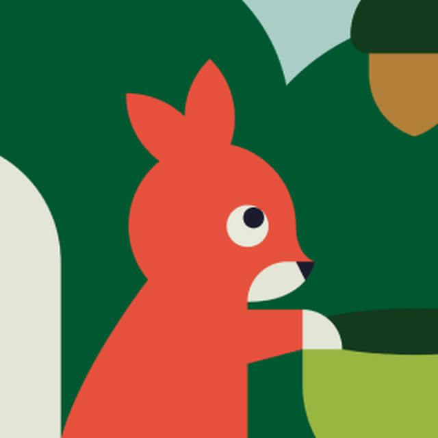 Illustration von Waldtieren und Beeren